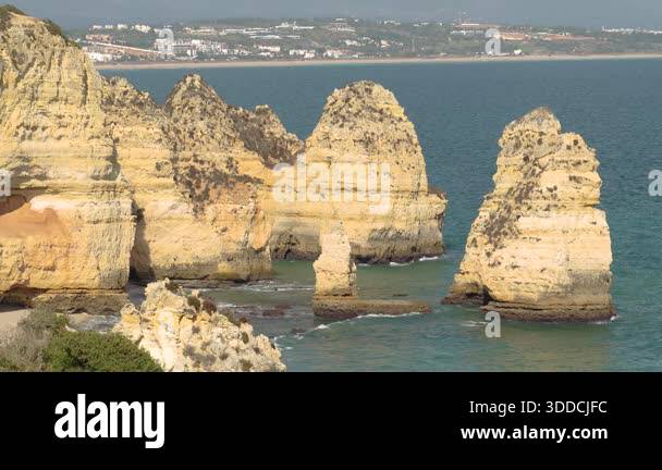 Ponta da Piedade Rock Formations, Cliffs, Atlantic Ocean on Sunny Day ...