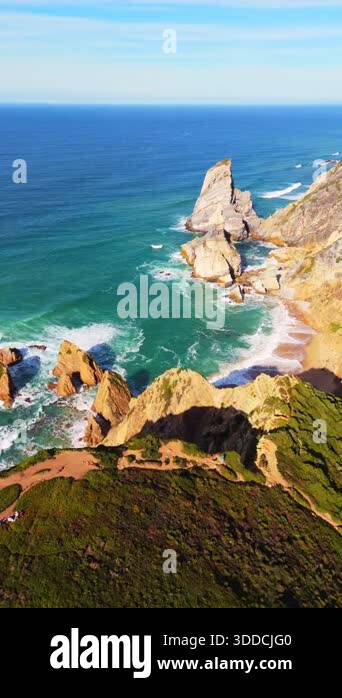 Cabo Da Roca Mountains Cabo da Roca, Ursa Beach, Sea Stacks, Cliffs, Green Mountains and ...