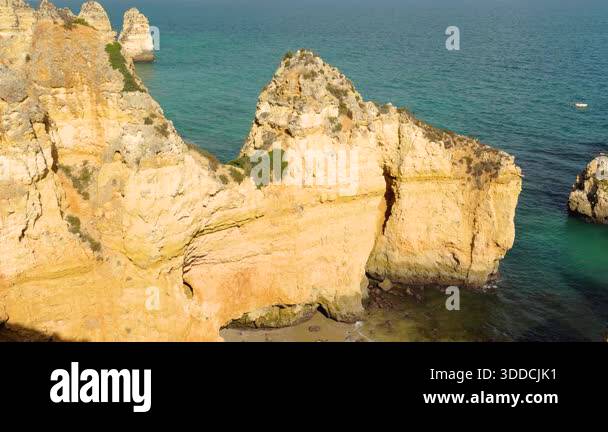 Famous Rock Formation at Ponta da Piedade and Atlantic Ocean on Sunny ...