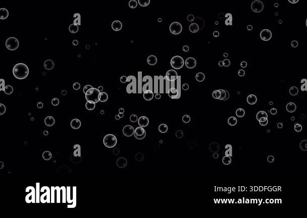 Elegant minimalistic black and white soap bubbles animation background ...