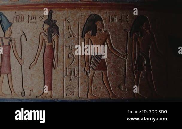 Ancient Egyptian art on a pot in Morocco. It features hieroglyphs and ...