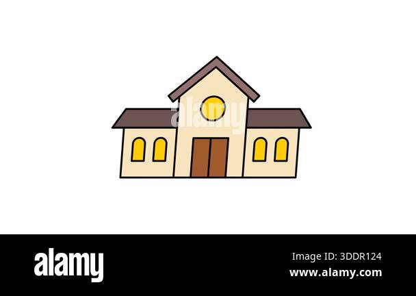 House building animation icon showing residential home facade with roof ...