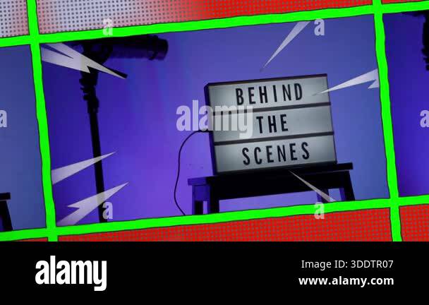 BTS. Behind the scene light box in front of vdo camera frame. Black ...