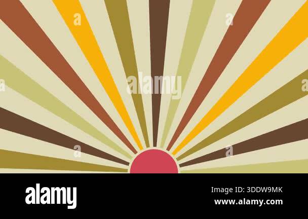 Rotating retro sunburst animation with warm vintage rays and a central ...