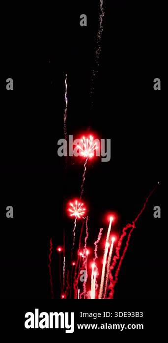 4K. loop seamless of real fireworks background golden shining fireworks ...