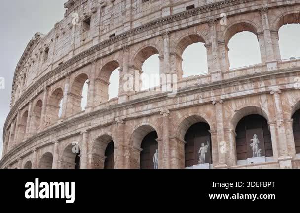 Exterior of Colosseum in Rome, famous ancient monuments in world. The ...