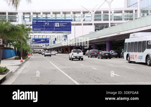 Los Angeles, California - November 20, 2025: Road signs for LAX airport ...