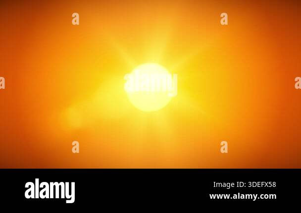 A bright sun fills the frame with an intense orange glow against the ...
