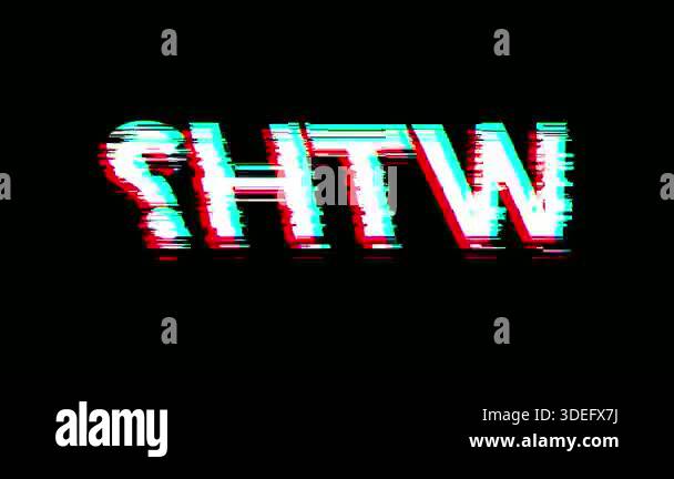 WTH Distorted text with glitch effects against a black background. The ...