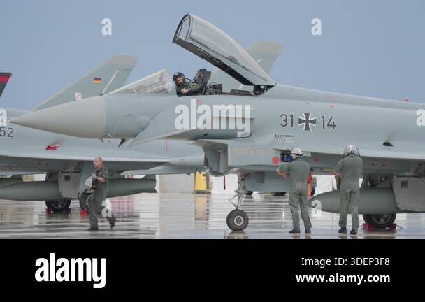 Eurofighter Rear LUQA, MALTA - SEPTEMBER 28, 2025: Rear view of a German Air Force pilot ...