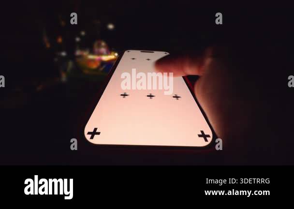 Hand Holding Smartphone with Tracking Marks While Swiping Horizontally ...
