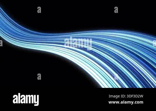 fast flowing blue glowing light streaks creating energetic motion on ...