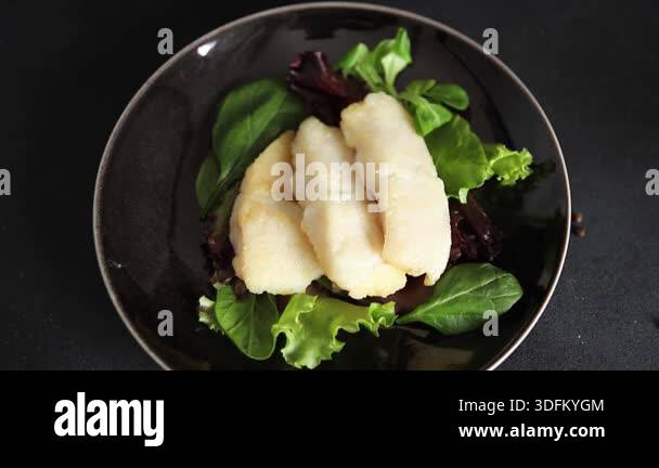 Fried white fish fillet pangasius seafood main course tasty snack fresh ...