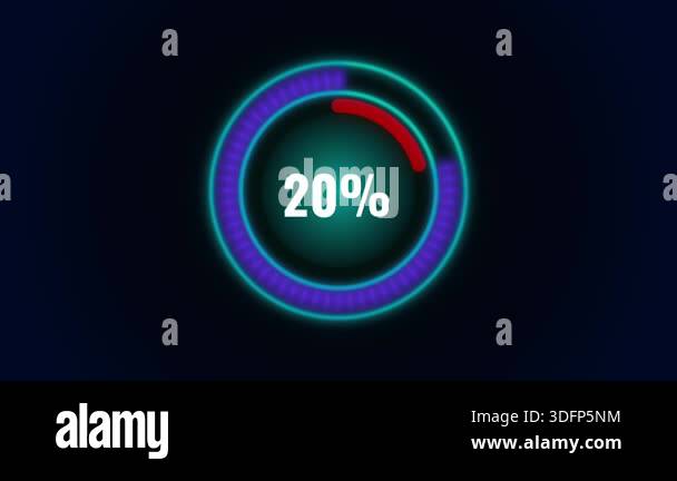Percent Counter Loading Futuristic percent circle animation showing a vibrant rotating ring ...
