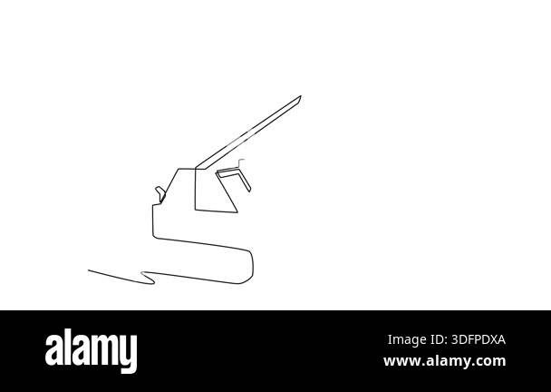 Animated self drawing of continuous line draw detailed demolition crane ...