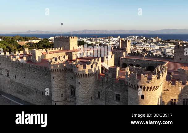 Rodecs Building An aerial perspective shows the Palace of the Grand Master of the ...