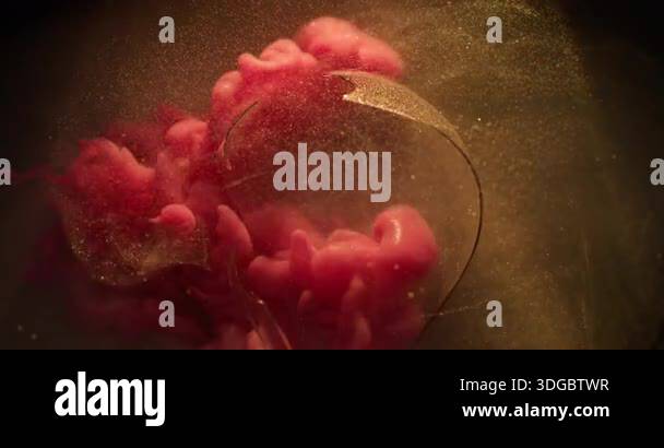 Pink ink smog. Broken glass. Blur golden color glitter dust sparkling ...