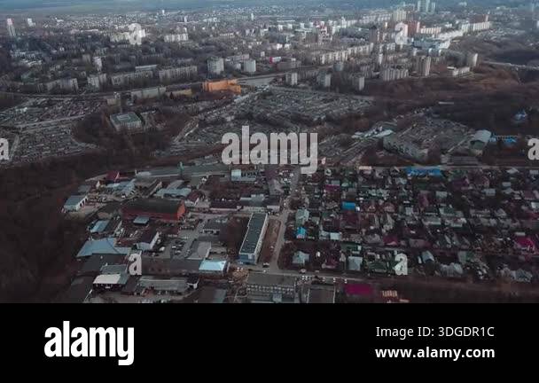 Daytime aerial view of a cityscape with diverse architecture, buildings ...
