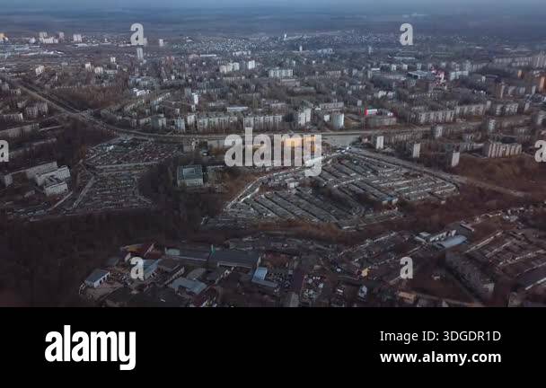 Daytime aerial view of a cityscape with diverse architecture, buildings ...