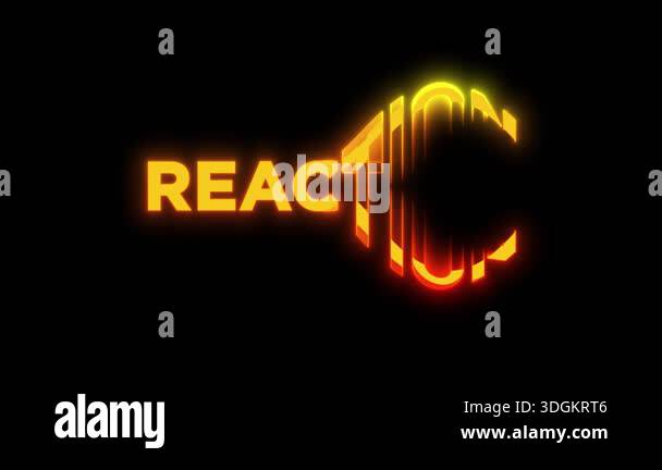 Concept Word Reaction Gold Color Zip Zag Reveal with Glowing Effect ...