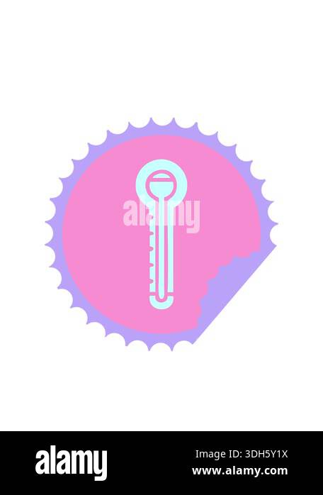 blinking radial lines animation of circular peeling sticker cartoon of ...