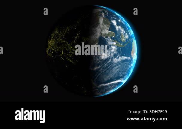 Refined global Earth animation loop from Europe illuminated by right ...