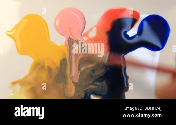 Slow Moving Mixing Color on a Art Glass Bowel rolling shoot on artistic ...