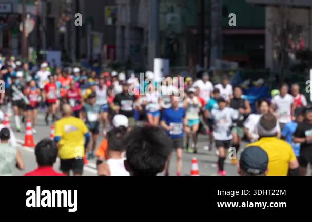 Japan Marathon event Slow motion blur video Stock Video Footage - Alamy