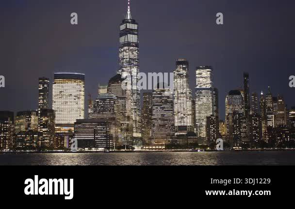 Skyline of New York City at night lights. NYC skyline. Manhattan New ...