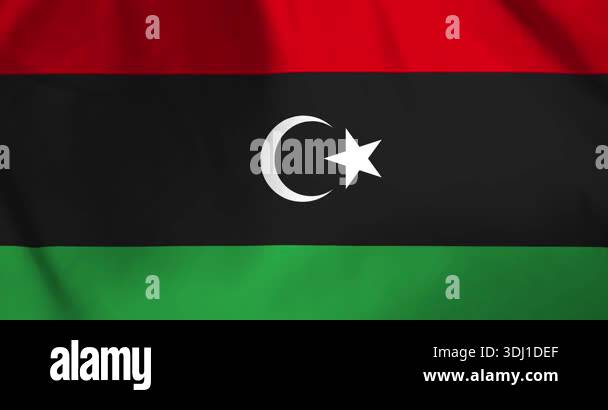 The libya flag waving with the wind background loop video animation ...