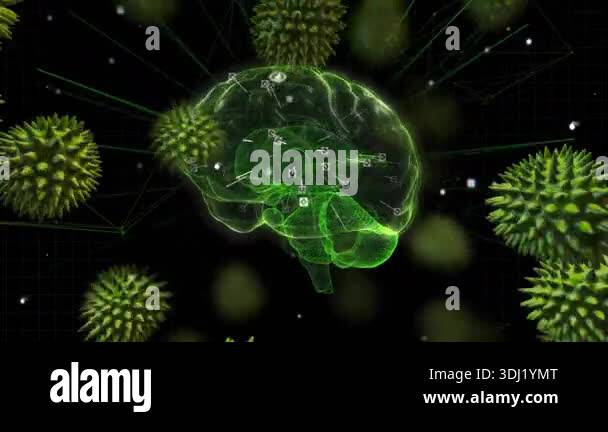 On launch scientific brain model rotating and mapping pathogens with ...