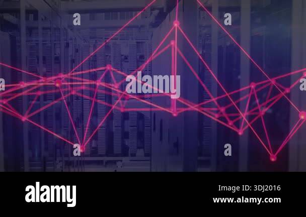 Pink wireframe graph fading in, pulsing nodes and shifting lines ...