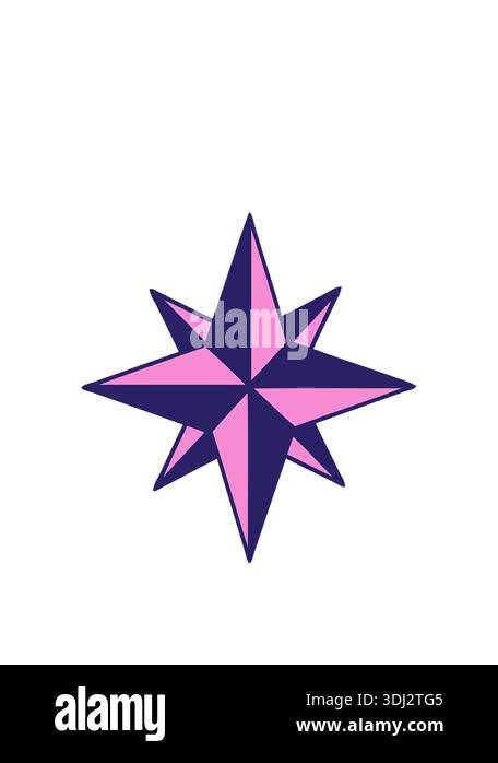 stretching up animation of an iconic tattoo style image of a star icon ...