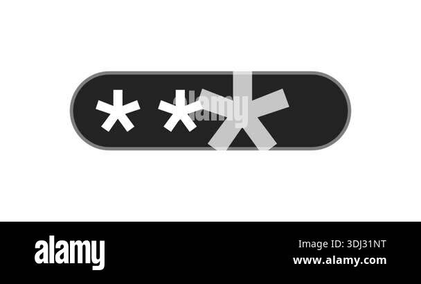 Password entry box animation on black background. A user enter a ...