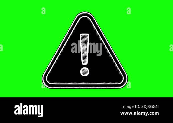 Animated hand-drawn warning icon with exclamation mark in a triangle ...