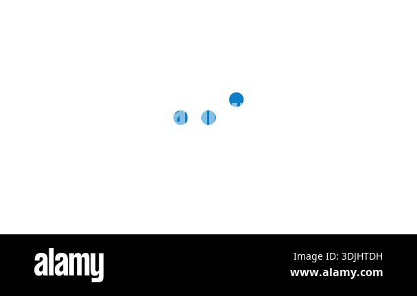 Minimalist three blue ball loading animation seamless loop on white ...