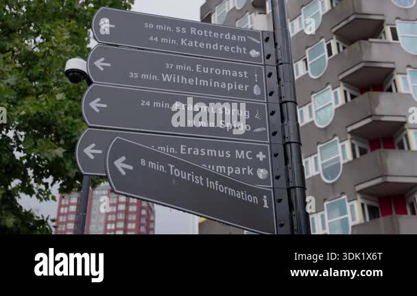 ROTTERDAM, NETHERLANDS - SEPTEMBER 13, 2025 - Directional sign in ...