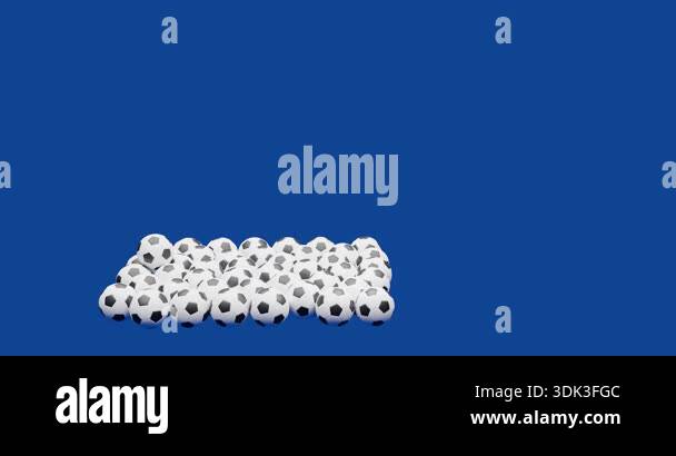 Multiple soccer balls forming rising motion concept on blue screen ...