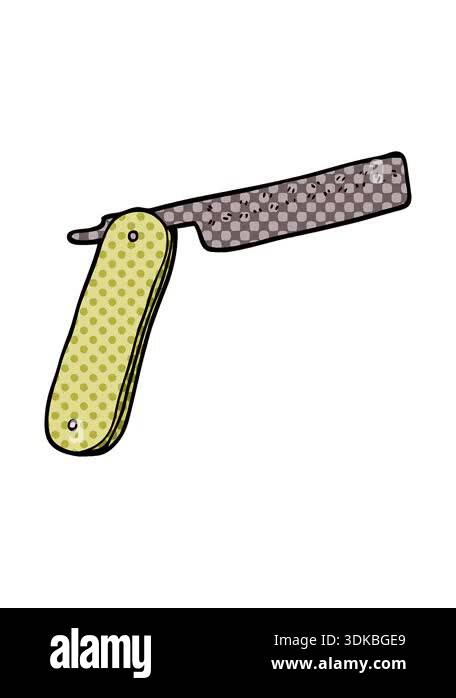 pixelize effect animation of cartoon doodle cut throat razor Stock ...
