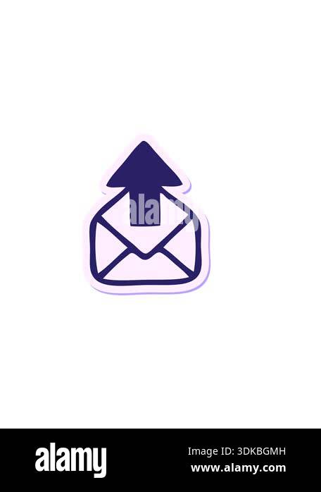 horizontally vibrating animation of sticker of a cute cartoon email ...