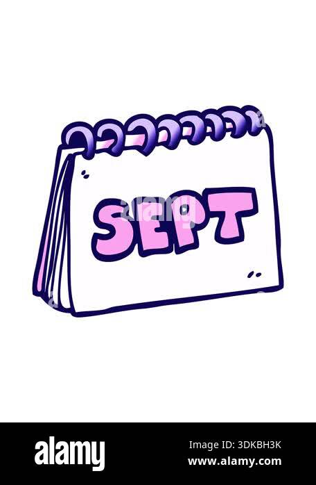 Calendar September Animation neon light effect animation of cartoon calendar showing month of ...