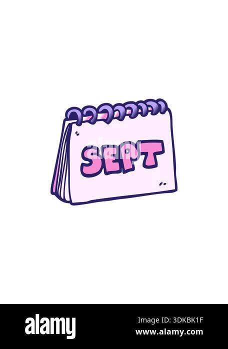 sales flash animation of cartoon calendar showing month of september ...