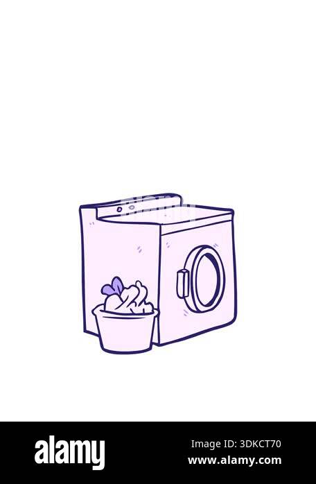 jumping motion animation of cartoon washing machine and laundry Stock ...