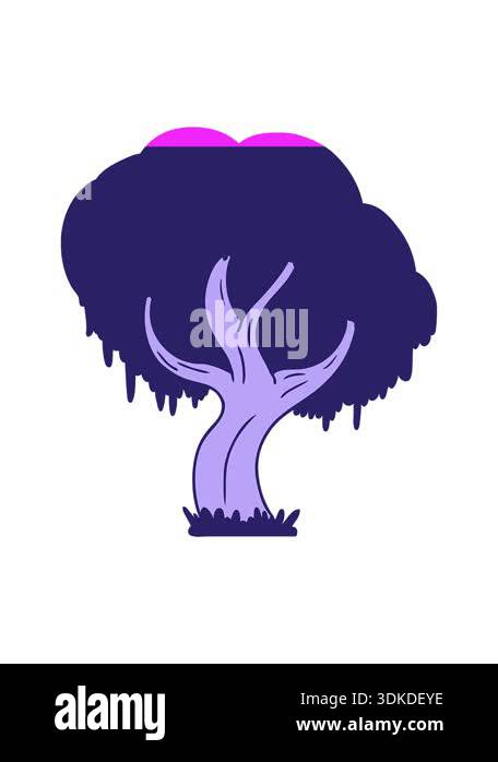 power up animation of hand drawn cartoon doodle of a green tree Stock ...