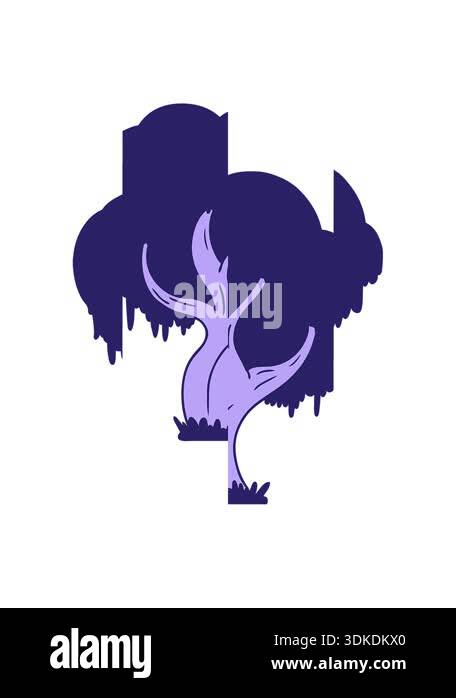 splitting motion animation of hand drawn cartoon doodle of a green tree ...