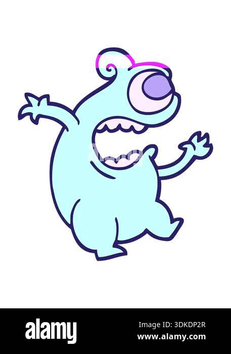 power up animation of hand drawn doodle style cartoon green alien Stock ...