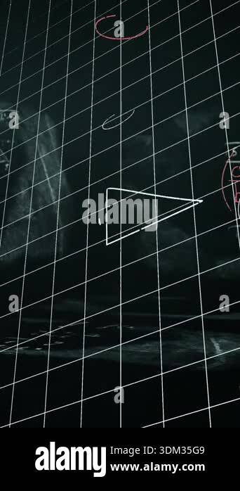 Animation of math formulas over checked background and black space ...