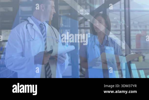 Doctor and colleague flipping patient file pages and displaying ...