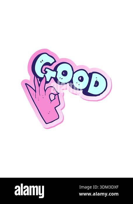 attention grabbing animation of sticker of a cartoon good sign Stock ...