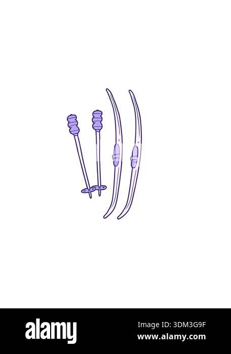 horizontally vibrating animation of cartoon skis and poles Stock Video ...